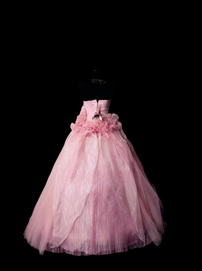 Tulle Sweet 16 Dress, Pink Ball Gown Long Sweet Sixteen Party Gown RC0024