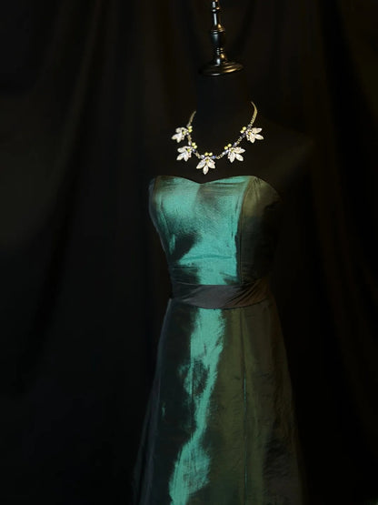 Vintage 80s Prom Dresses Mermaid Sweetheart Dark Green Taffeta Party Gown Formal Outfits RB6163