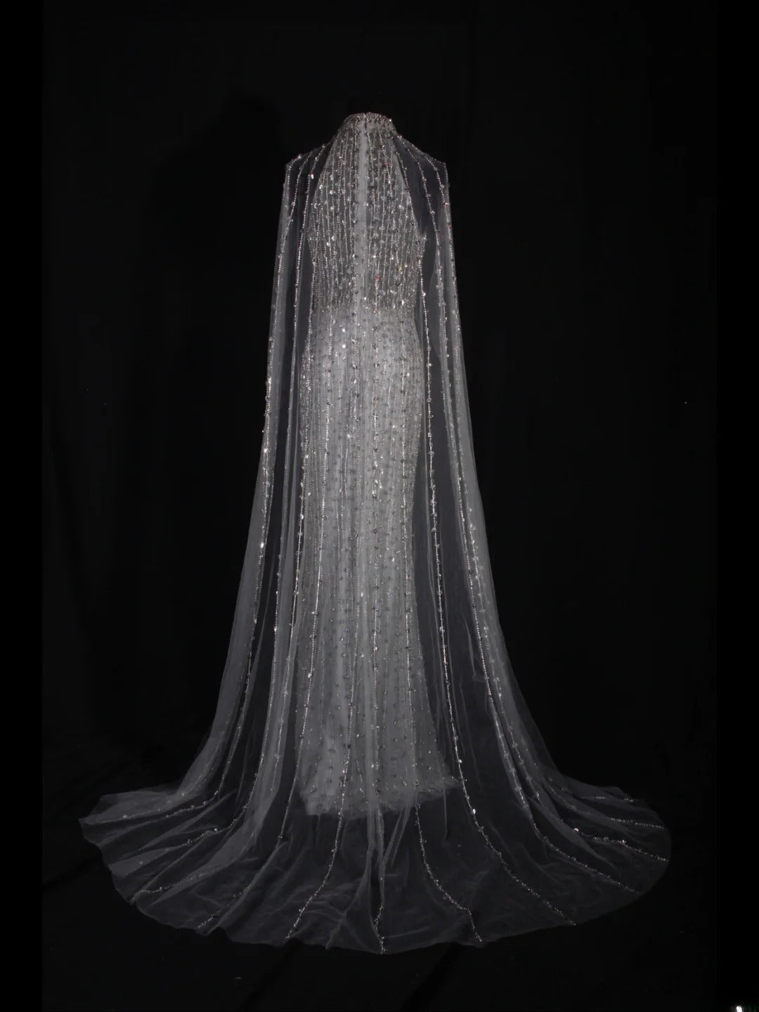 Vintage Mermaid 80s High Neck Silver Beads With Beaded Cape Long Prom Dresses Inspo 20th Birthday Outfit Formal Gowns AS327