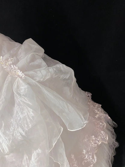 Dreamy Ball Gowns Strapless Pink Tulle Poofy Long With Lace Quince Dress inspo Quinceanera Dresses Vestidos De 16 anos RB7777