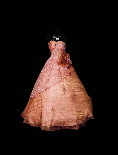 Pink Lace Strapless Sweet 16 Dress Ball Gown Sweet Sixteen Dresses RC0041