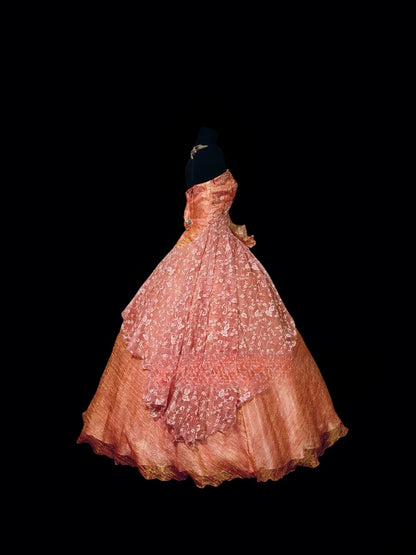 Pink Lace Strapless Sweet 16 Dress Ball Gown Sweet Sixteen Dresses RC0041