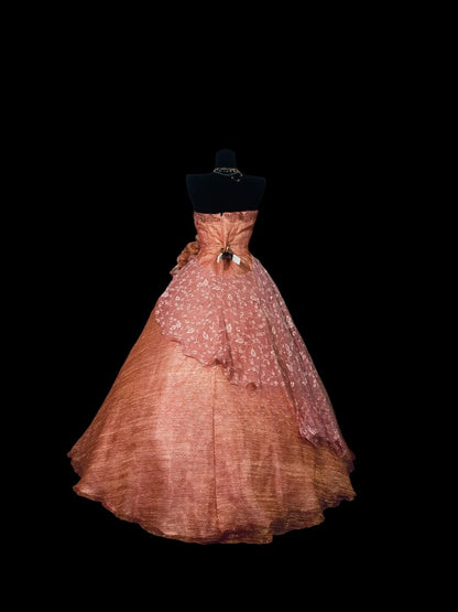 Pink Lace Strapless Sweet 16 Dress Ball Gown Sweet Sixteen Dresses RC0041