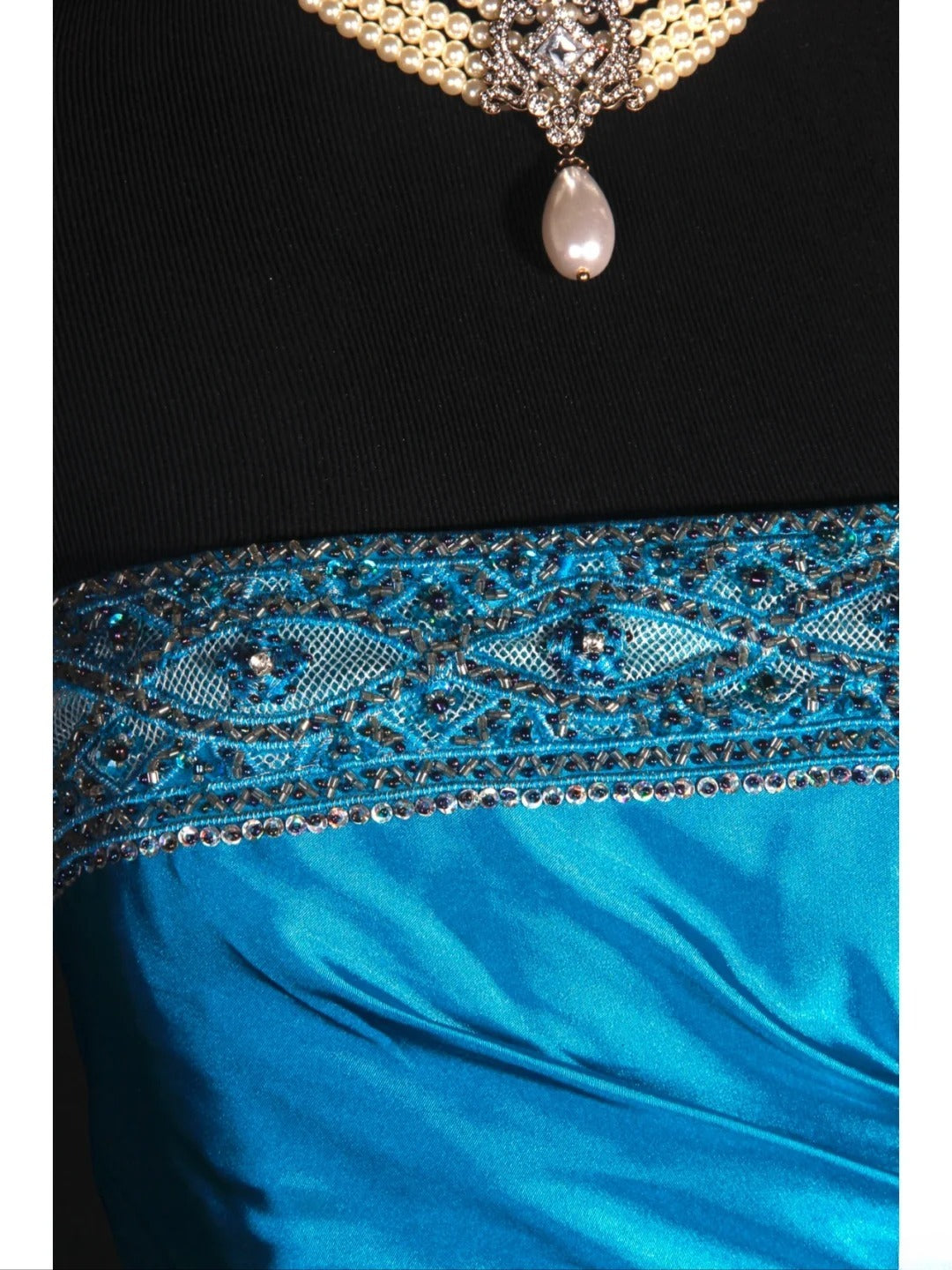 Vintage Ball Gown Strapless Blue Satin 1970s With Ruffled Beads Bodice Long Prom Dresses Inspo 16th Birthday Outfit Formal Gown AS329