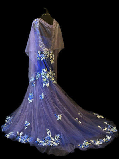 Vintage Prom Dresses Mermaid Scoop Purple Tulle With Appliqued 1950s Retro Classy Long Party Formal Outfits RB6168