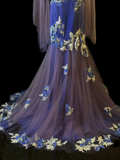 Vintage Prom Dresses Mermaid Scoop Purple Tulle With Appliqued 1950s Retro Classy Long Party Formal Outfits RB6168