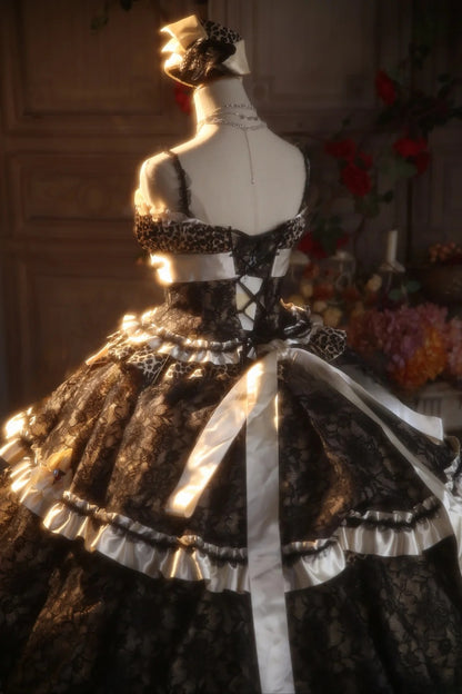 Ball Gown Spaghetti Straps Black Lace With Tiered Sweet 16 Dress Sweet Sixteen Princess Dress RB9378