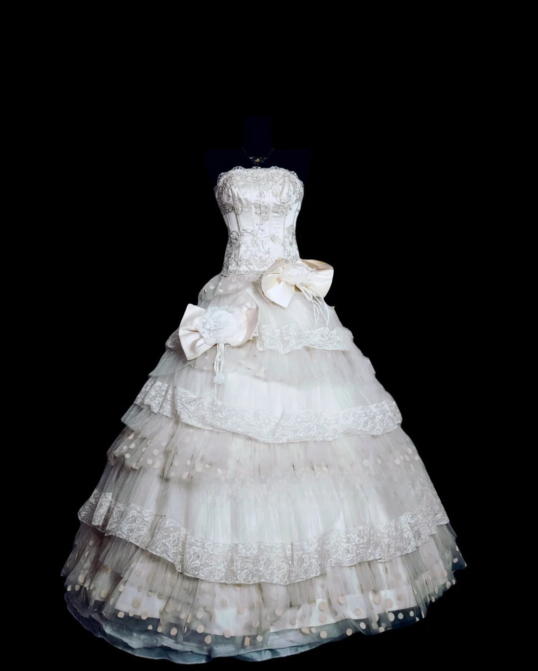 White Strapless Lace Ball Gown Quinceanera Dress, Sweet 15 Birthday Formal Dress RC0043