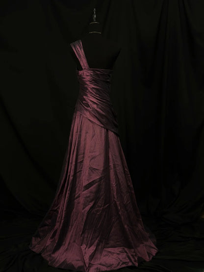 Vintage Prom Dresses Mermaid One Shoulder Burgundy With Beading 1950s Retro Classy Long Party Formal Outfits RB6169