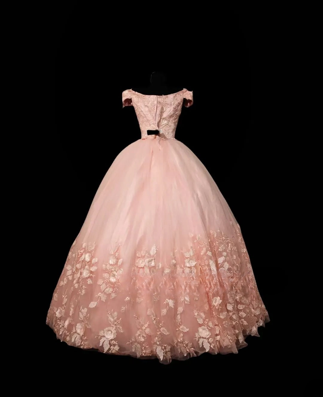 Pink Lace Off Shoulder Tulle Appliques Sweet 16 Dress Ball Gown Sweet Sixteen Dresses RC0044
