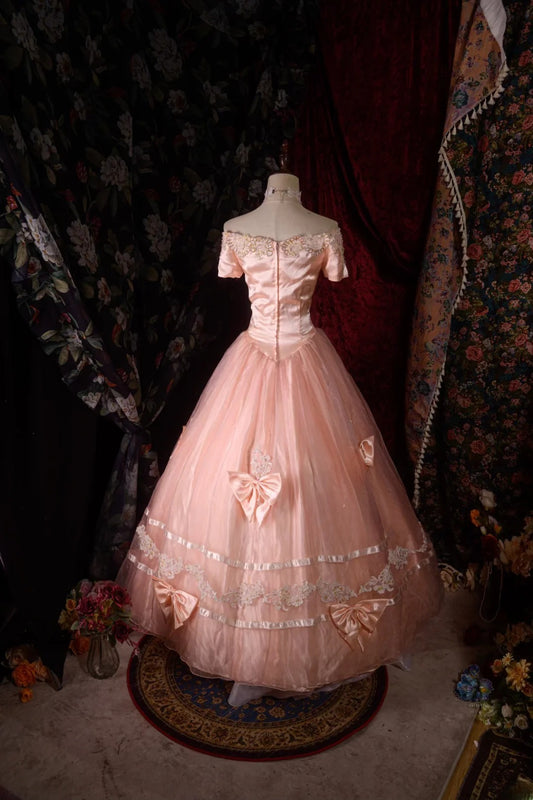 Timeless Ball Gown Formal Events Off The Shoulder Pink With Bow-knot Quince Dress Long Quinceanera Dresses Birthday Outfits RB8562