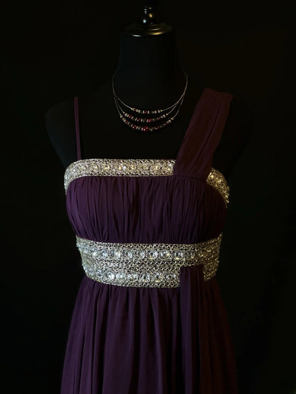 Vintage Prom Dresses A line Spaghetti Strap Purple Chiffon With Beading 1950s Retro Classy Long Party Formal Outfits RB6171