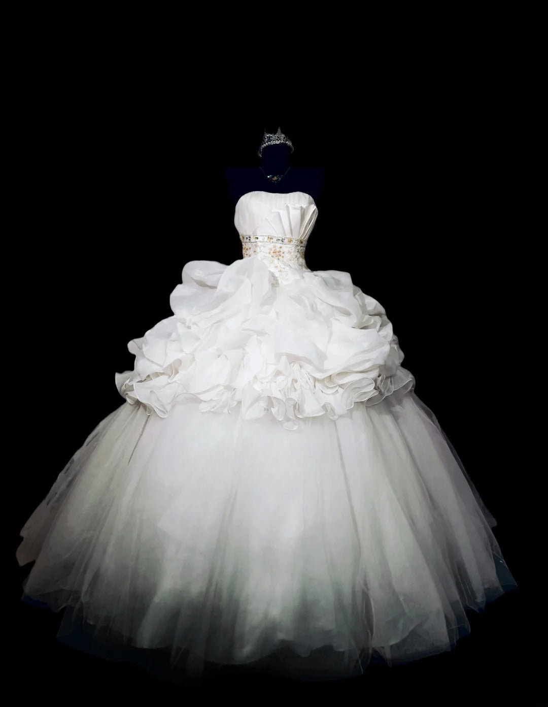 White Sweetheart Tulle Ball Gown Quinceanera Dress, Sweet 15 Birthday Formal Dress RC0045