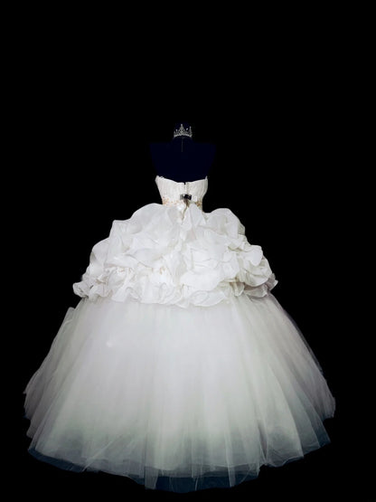 White Sweetheart Tulle Ball Gown Quinceanera Dress, Sweet 15 Birthday Formal Dress RC0045