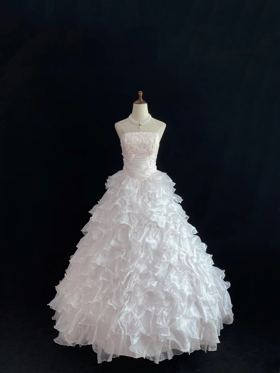 Dream Ball Gown Strapless Light Pink Lace Poofy Long With Tiered Layers Quince Dress inspo Quinceanera Dresses Sweet 15 16 Outfits RB7786