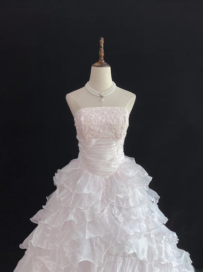 Dream Ball Gown Strapless Light Pink Lace Poofy Long With Tiered Layers Quince Dress inspo Quinceanera Dresses Sweet 15 16 Outfits RB7786