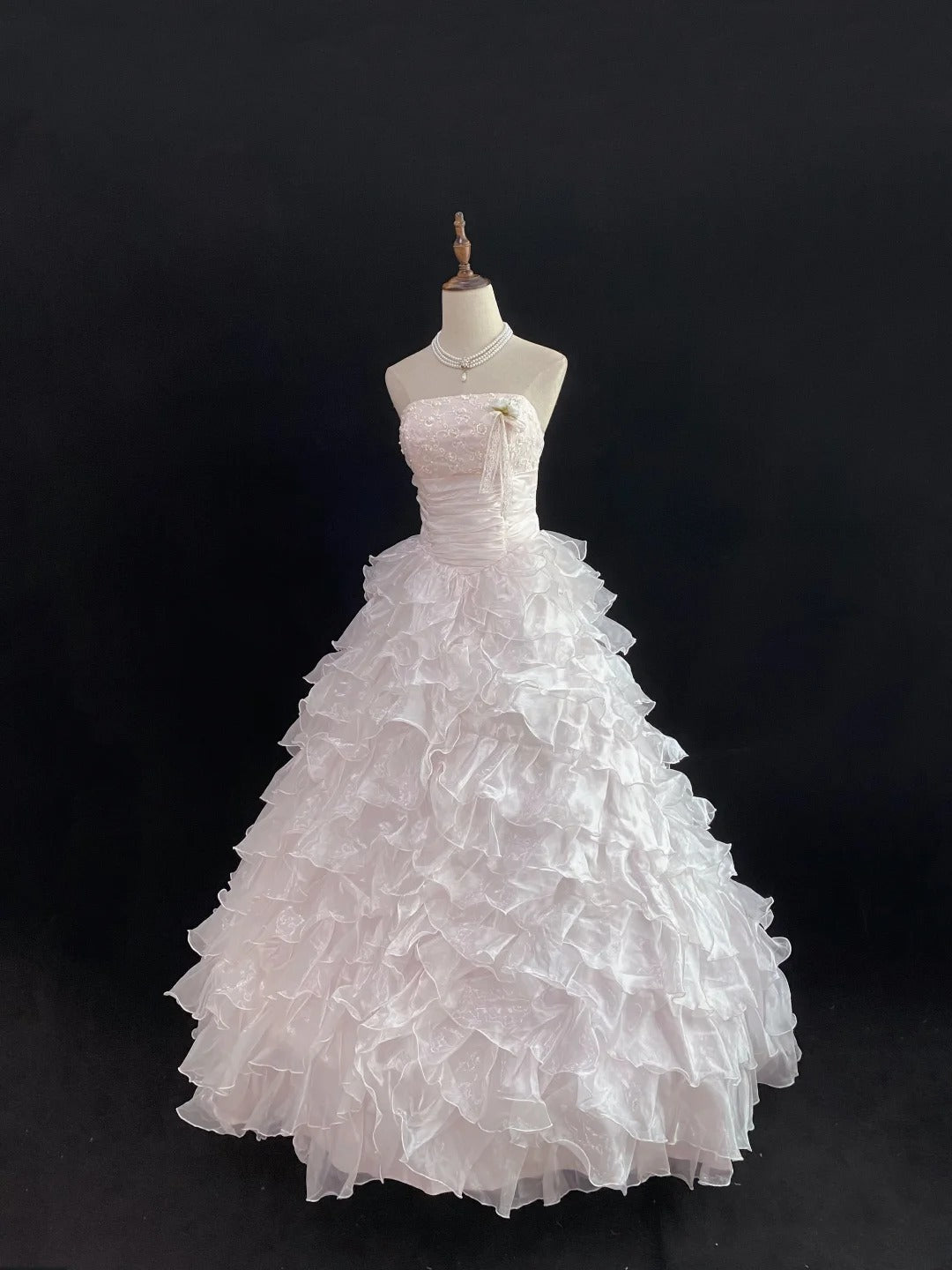 Dream Ball Gown Strapless Light Pink Lace Poofy Long With Tiered Layers Quince Dress inspo Quinceanera Dresses Sweet 15 16 Outfits RB7786