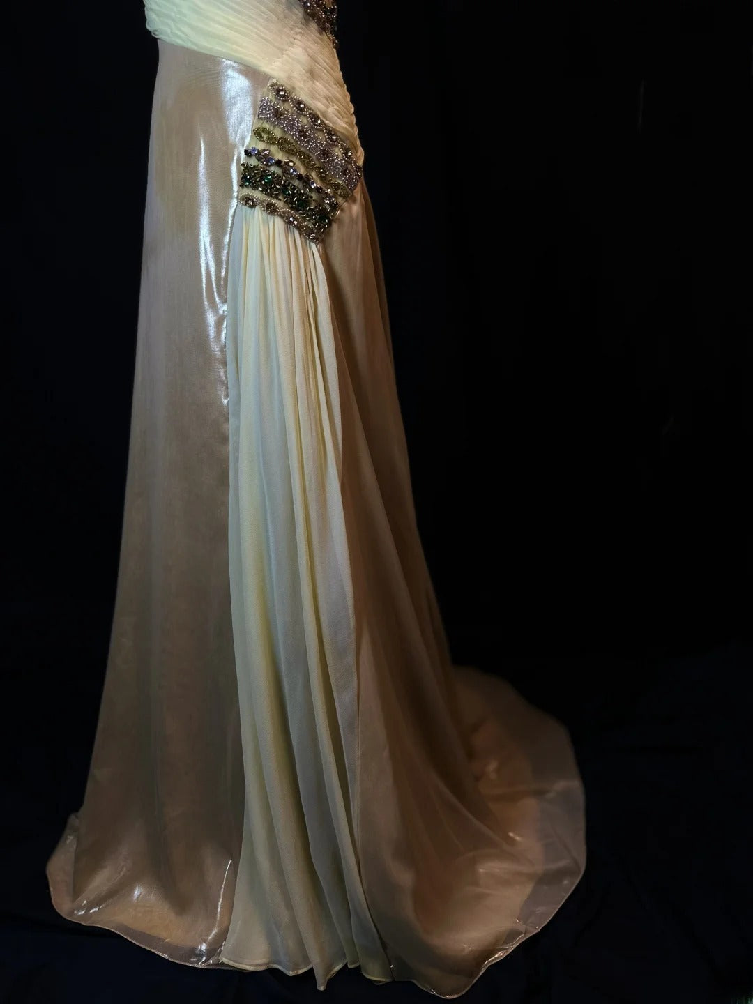 Vintage Prom Dresses Mermaid Spaghetti Strap Champagne Chiffon With Beading Long Party Gown Formal Outfits RB6172