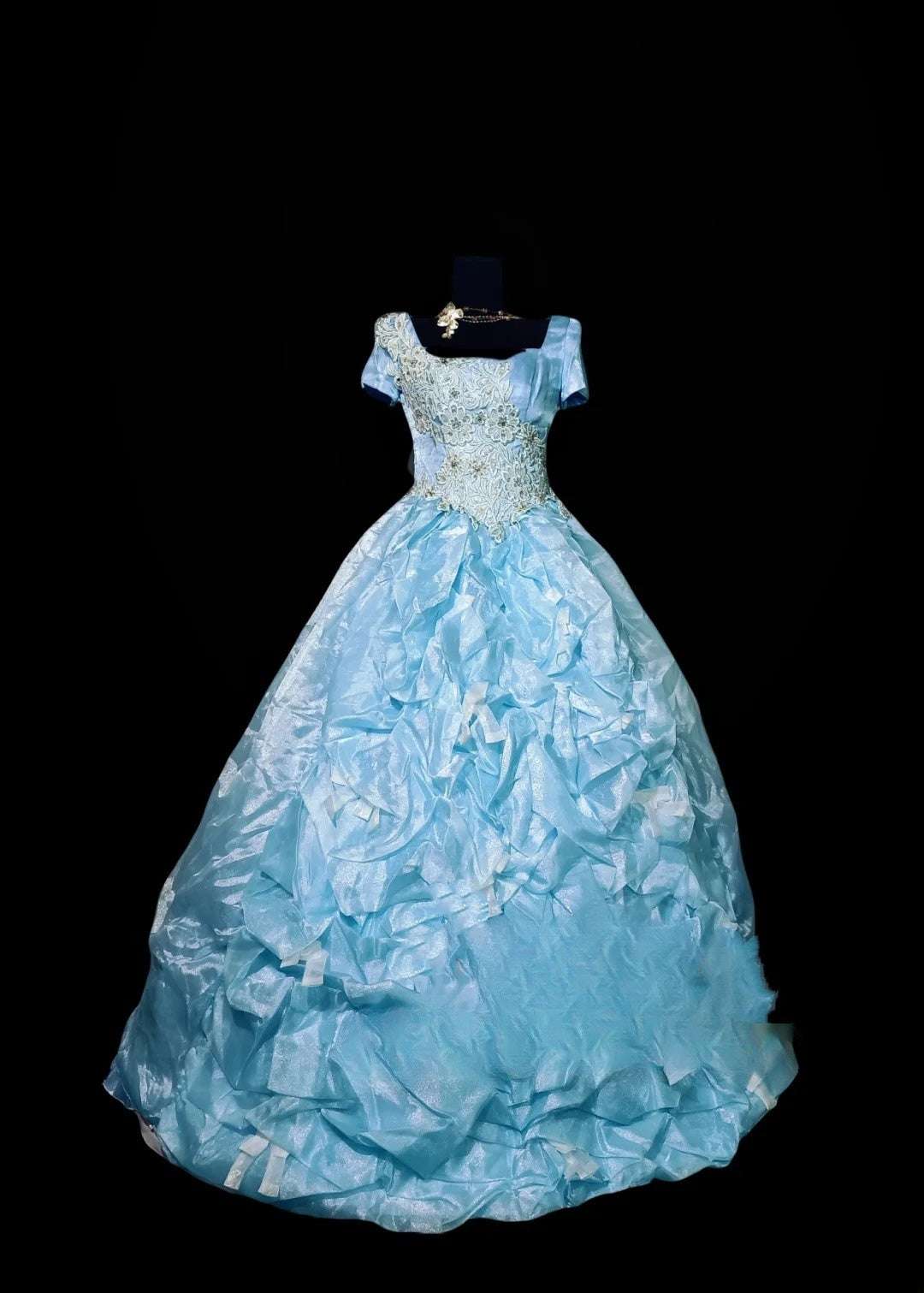 Blue Square Neck Ball Gown Quinceanera Dress, Sweet 15 Birthday Formal Dress RC0046