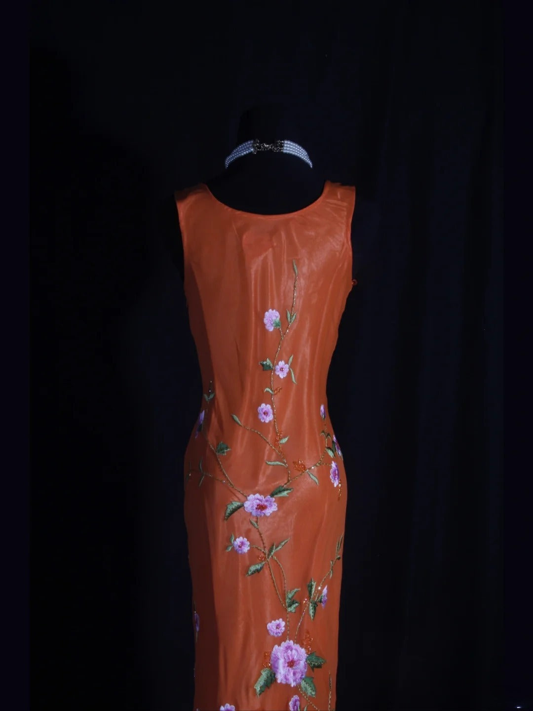 Retro-Meerjungfrauenkleid im 60er-Jahre-Stil aus orangefarbenem Chiffon mit Stickereien und Perlen – Inspiration für den 22. Geburtstag – Abendkleid AS337
