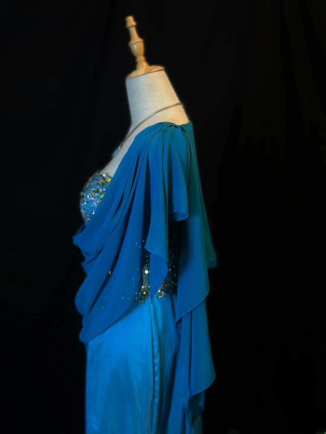 Vintage Prom Dresses Mermaid Sweetheart Blue Satin With Silver Beading Long Party Gown Formal Outfits RB6173