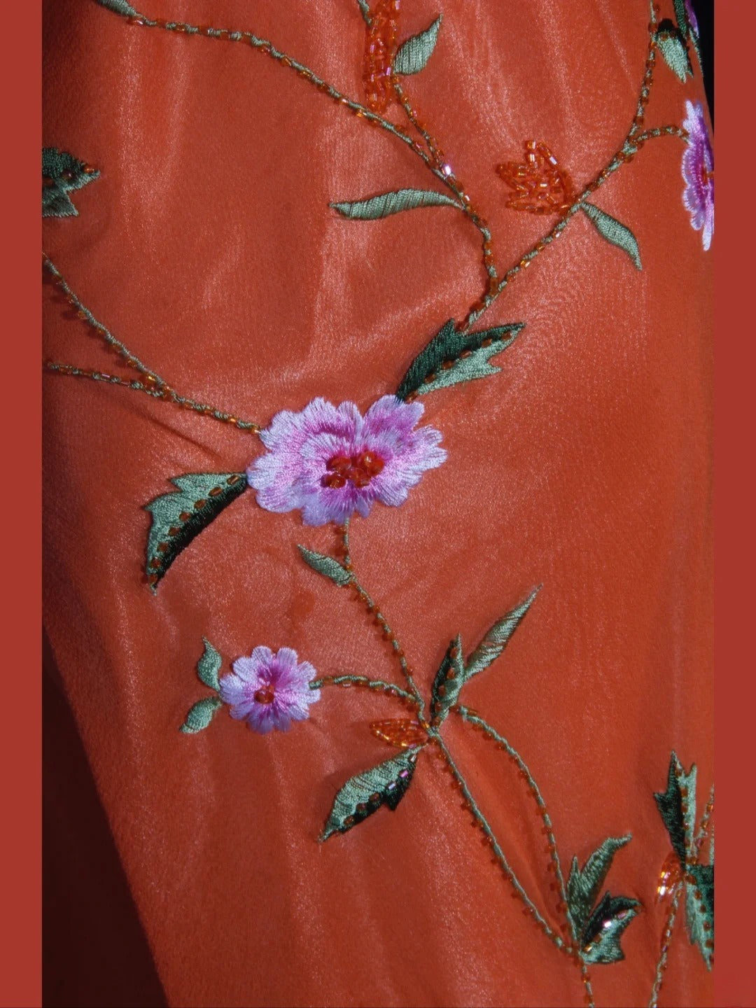 Retro-Meerjungfrauenkleid im 60er-Jahre-Stil aus orangefarbenem Chiffon mit Stickereien und Perlen – Inspiration für den 22. Geburtstag – Abendkleid AS337