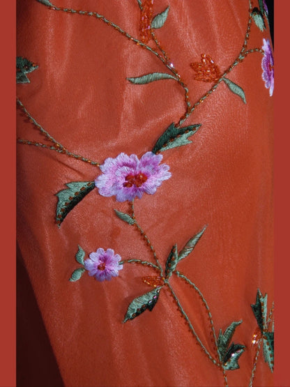 Retro-Meerjungfrauenkleid im 60er-Jahre-Stil aus orangefarbenem Chiffon mit Stickereien und Perlen – Inspiration für den 22. Geburtstag – Abendkleid AS337