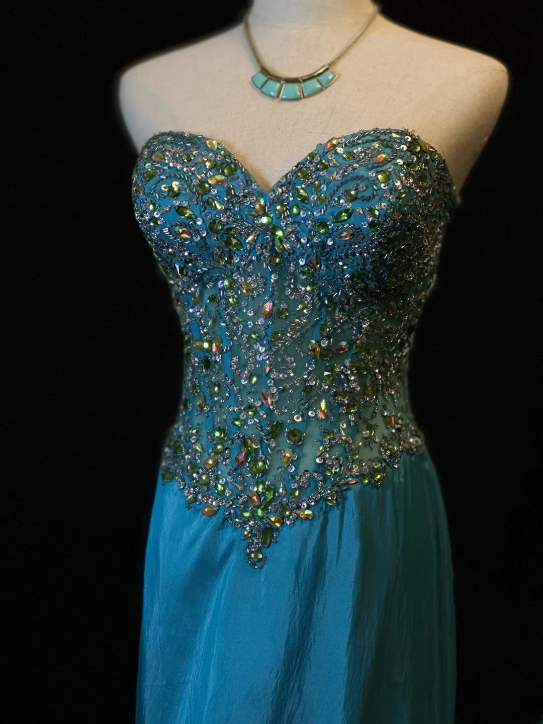Vintage Prom Dresses Mermaid Sweetheart Blue Satin With Silver Beading Long Party Gown Formal Outfits RB6173