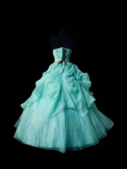 Blue Strapless Tulle Sweet 16 Dress Ball Gown Sweet Sixteen Dresses RC0047