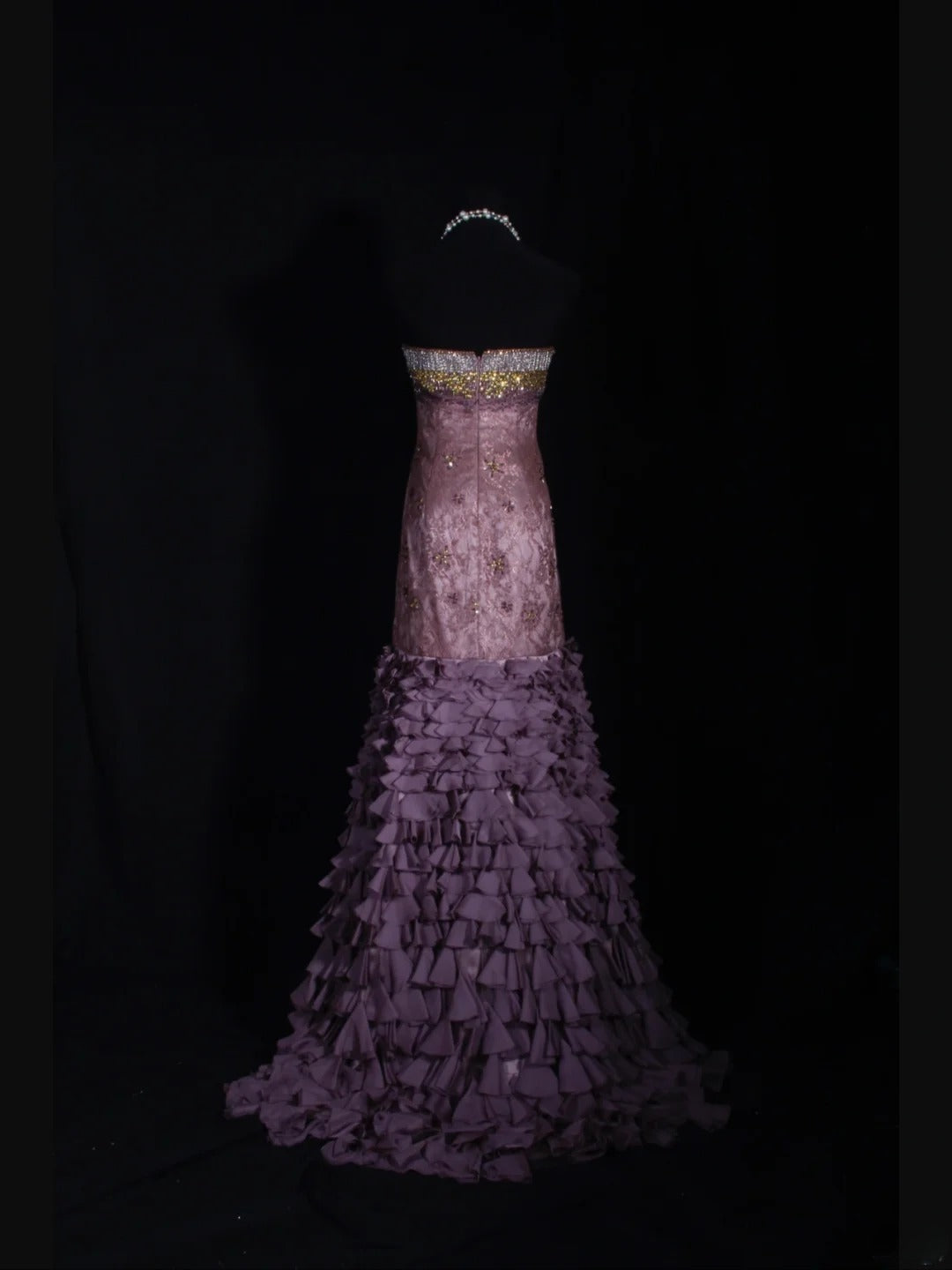 Robe de bal longue vintage sirène années 80, bustier cœur, perles, mousseline, volants perlés, inspiration pour une tenue de 20e anniversaire, robe de soirée AS340