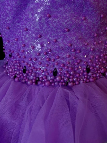 Modest Prom Dresses Ball Gown Strapless Purple Tulle With Beading Night Evening Formal Outfits RB6175