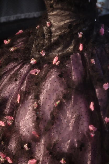 Ball Gown Halter Tulle With Floral Black Sweet 16 Dress Sweet Sixteen Princess Dress RB9363