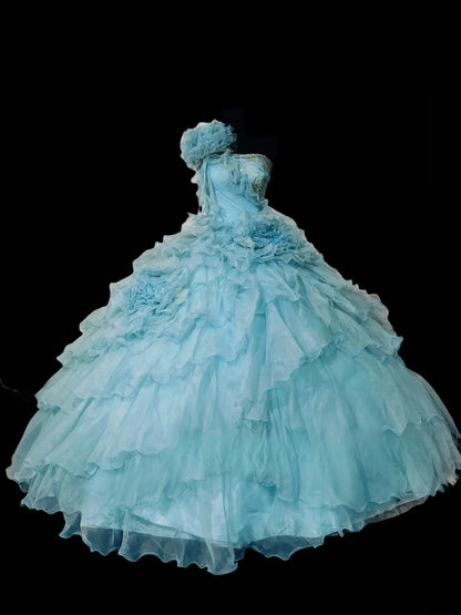 Tiffany Blue Strapless Tulle Sweet 16 Dress Ball Gown Sweet Sixteen Dresses RC0050