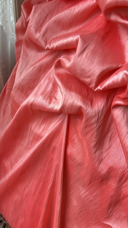 Sweet 15 Quinceanera Dress Ball Gown Strapless Coral Satin With Tiered Long 16th Birthday Outfits RC0665