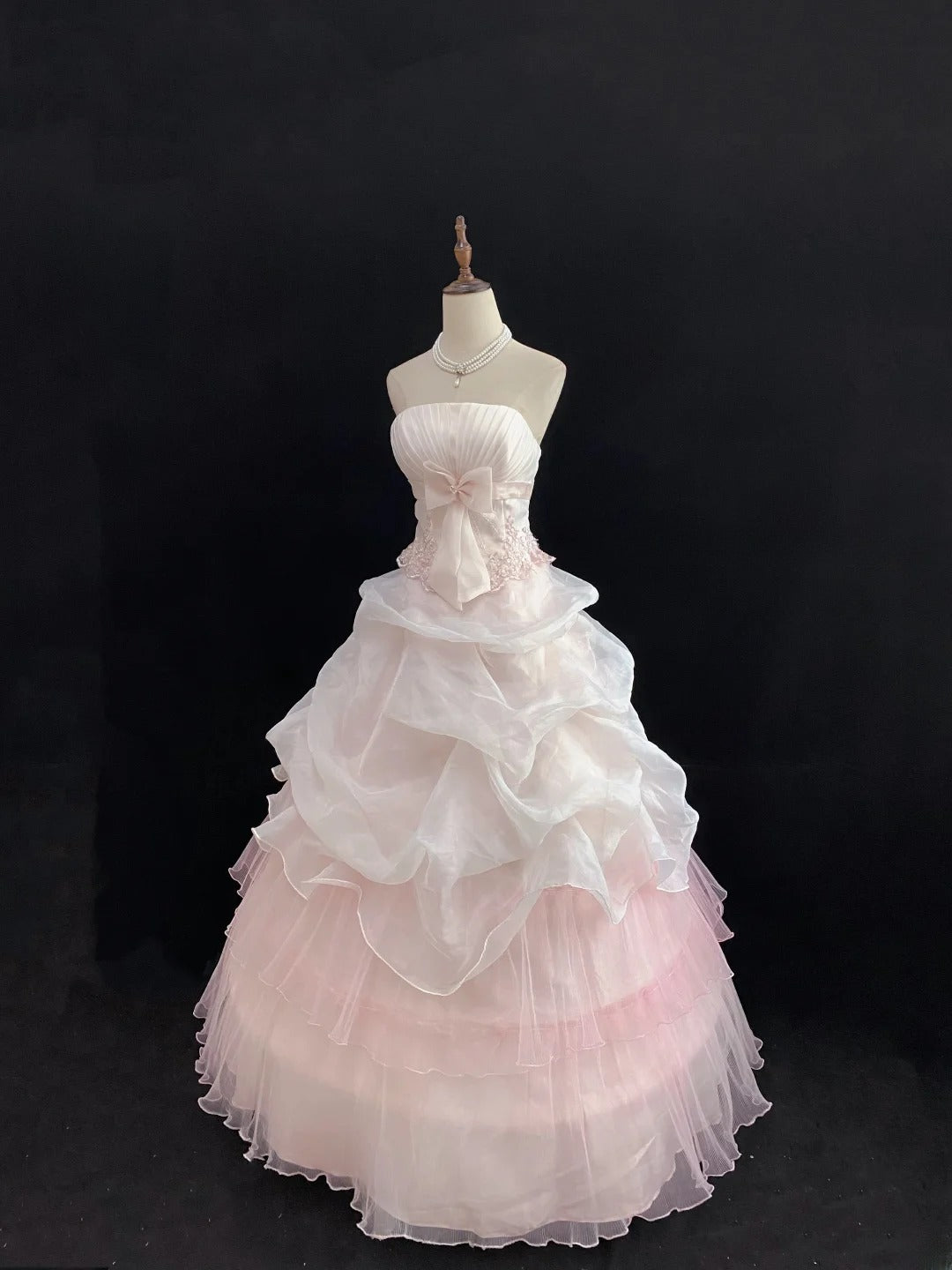 Dream Ball Gown Strapless Light Pink Lace Poofy Long With Appliqued Quince Dress inspo Quinceanera Dresses Sweet 15 16 Outfits RB7794
