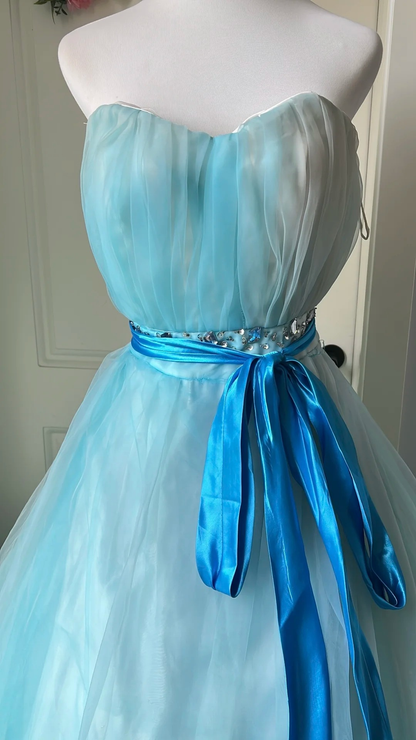 Pretty Sweet 16 Dress Long Sweetheart Blue With Train Ball Gown Sweet Sixteen Party Birthday Dresses RC0666