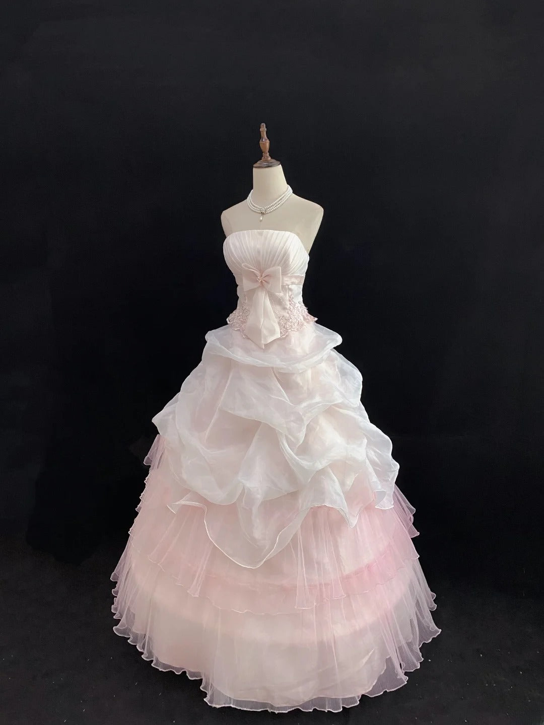Dream Ball Gown Strapless Light Pink Lace Poofy Long With Appliqued Quince Dress inspo Quinceanera Dresses Sweet 15 16 Outfits RB7794