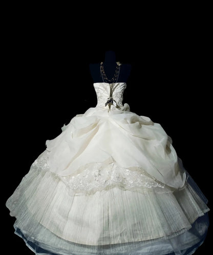 White Tiered Layers Strapless Sweet 16 Dress Ball Gown Sweet Sixteen Dress RC0052