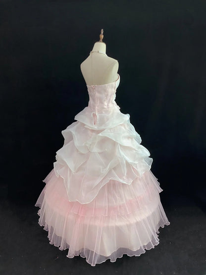 Dream Ball Gown Strapless Light Pink Lace Poofy Long With Appliqued Quince Dress inspo Quinceanera Dresses Sweet 15 16 Outfits RB7794