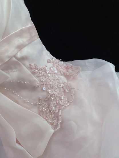 Dream Ball Gown Strapless Light Pink Lace Poofy Long With Appliqued Quince Dress inspo Quinceanera Dresses Sweet 15 16 Outfits RB7794