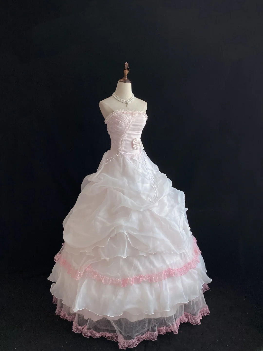 Elegant Ball Gown Strapless Light Pink Poofy Long With Appliqued Quince Dress inspo Quinceanera Dresses Sweet 15 16 Outfits RB7799