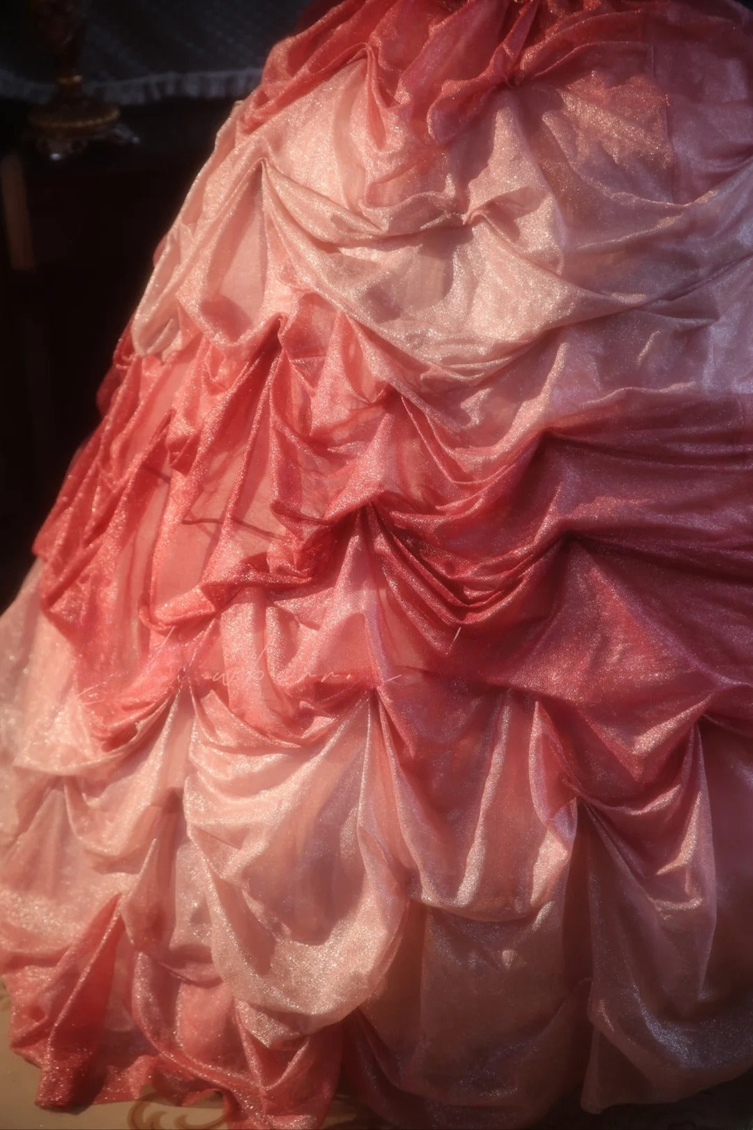 Sweetheart Tulle Sweet 16 Dress Ball Gown Pink Tiered Sweet Sixteen Princess Dress RB9390