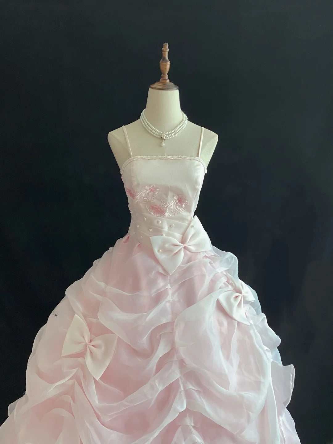 Elegant Ball Gown Straps Light Pink Poofy Long With Appliqued Lace Quince Dress inspo Quinceanera Dresses Sweet 15 16 Outfits RB7800