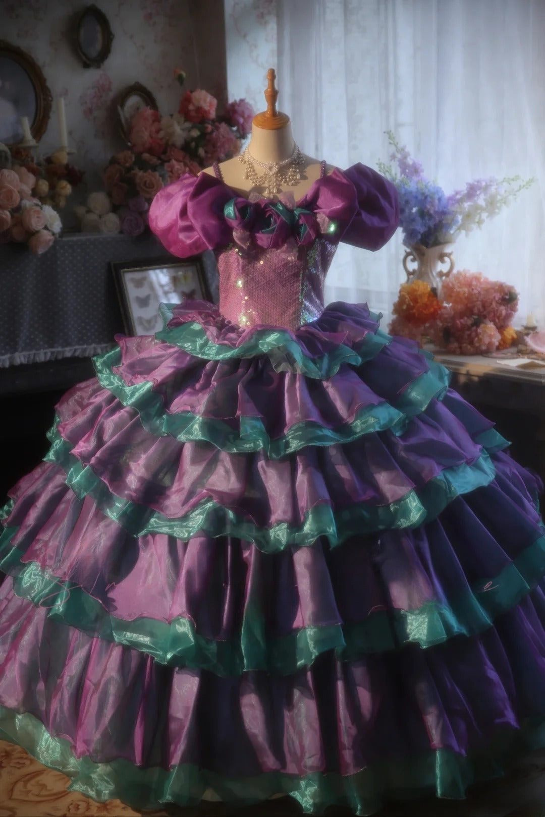 Grape Blue Sweet 16 Dress Ball Gown With Ruffled Tiered Sweet Sixteen Princess Dress RB9392