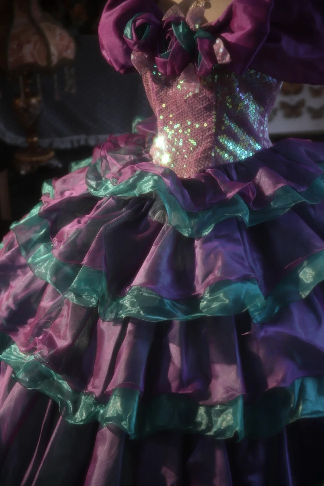 Grape Blue Sweet 16 Dress Ball Gown With Ruffled Tiered Sweet Sixteen Princess Dress RB9392