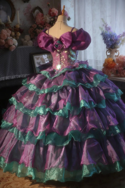 Grape Blue Sweet 16 Dress Ball Gown With Ruffled Tiered Sweet Sixteen Princess Dress RB9392