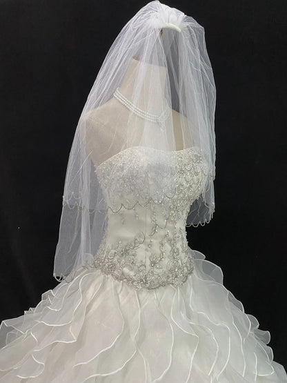 Beautiful Ball Gown Strapless Drop Waist Sleeveless Chiffon With Beading Long Groom Bride Gown Bridal Dress Modest Wedding Dresses RB7803