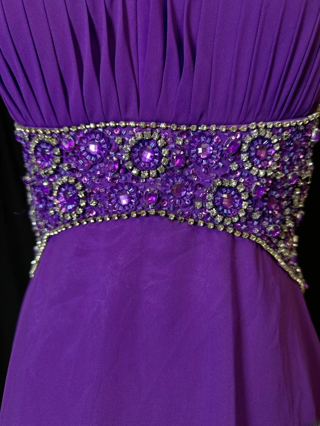 Vintage Prom Dresses A line Sweetheart Purple Chiffon With Beading 1950s Retro Classy Long Party Formal Outfits RB6179