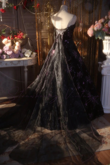 Black Sweet 16 Dress Ball Gown With Grape Butterfly Sweet Sixteen Princess Dress RB9393