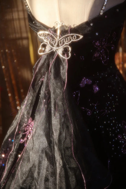 Black Sweet 16 Dress Ball Gown With Grape Butterfly Sweet Sixteen Princess Dress RB9393